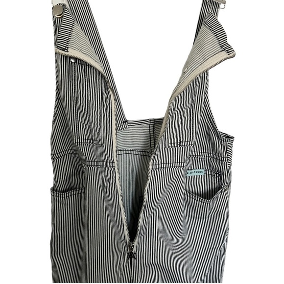 AlexaChung Blue White Stripe Zip Front Dungarees Overalls Size 27 - Picture 11 of 16
